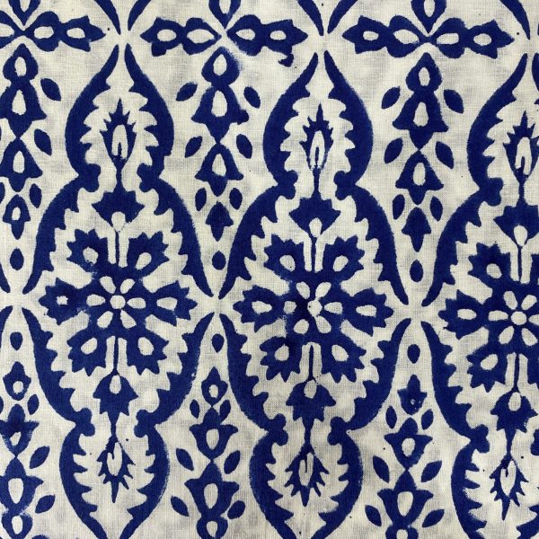 Pre-order Hand block printed cotton white & blue motif 266