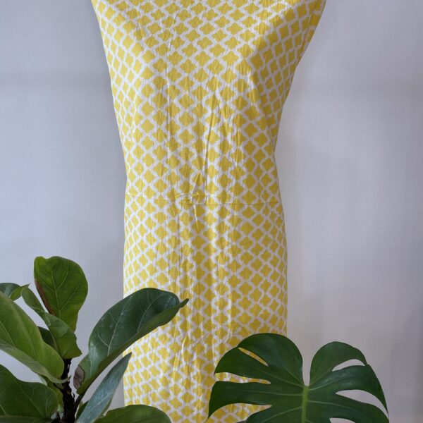 Pre-order hand block printed cotton yellow and white motif 134