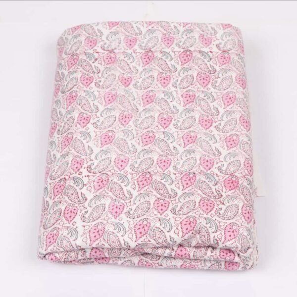 Pre-order hand block printed cotton white base and pink floral 125