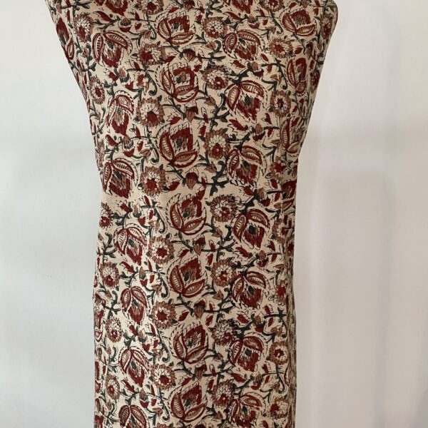 Pre-order hand block printed cotton kalamkari brown floral 189