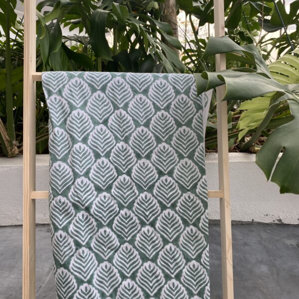 Pre-order hand block printed cotton green leaves 104
