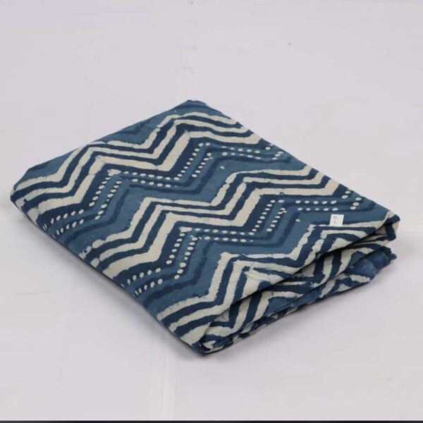 Pre-order hand block printed cotton indigo blue zig zag 138