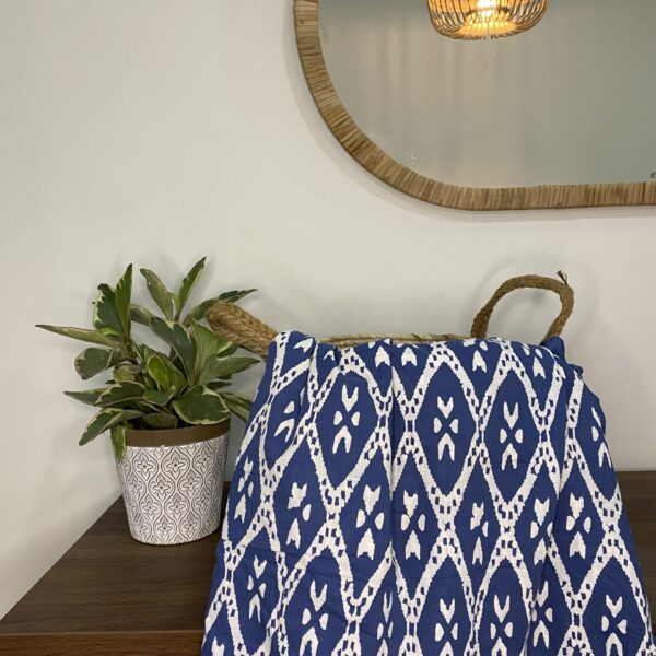 Pre-order hand block printed cotton blue & white pattern 076