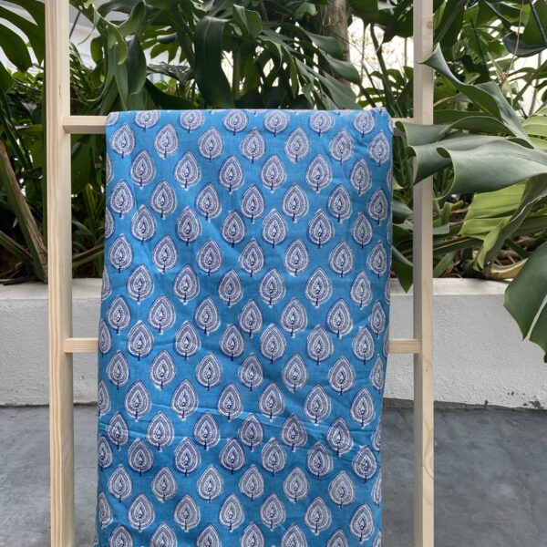 Pre-order hand block printed cotton light blue motif 106