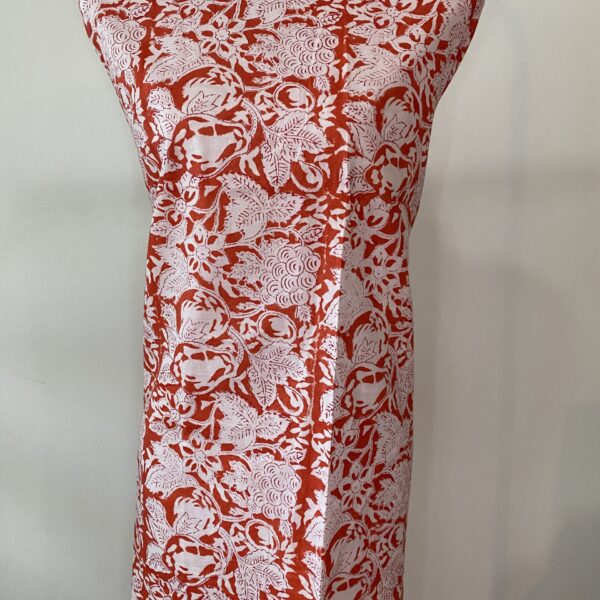 Pre-order hand block printed cotton light red and white abstract 190