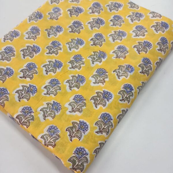 Pre-order hand block printed cotton yellow floral 089