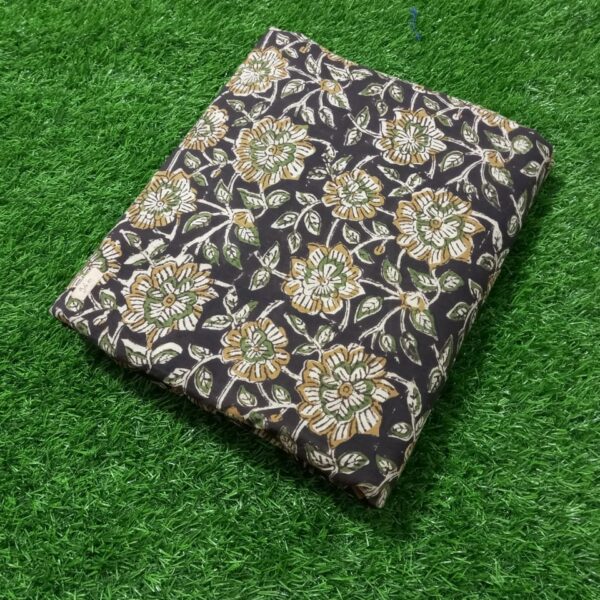 Pre-order hand block printed cotton kalamkari black and brown floral 171
