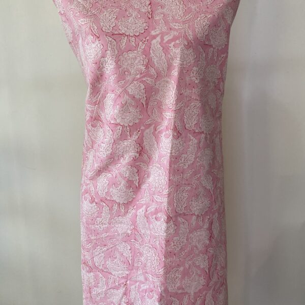 Pre-order hand block printed cotton pink and white floral 192