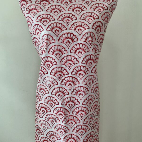 Pre-order hand block printed cotton white base and pink scales 196