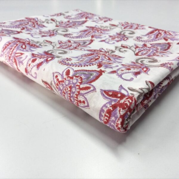 Pre-order hand block printed cotton white based and purple floral 149