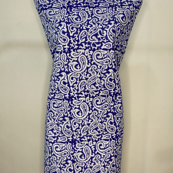 Pre-order hand block printed cotton blue and white paisley 115