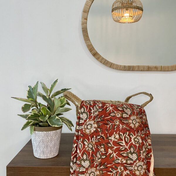 Pre-order hand block printed cotton maroon & brown kalamkari 082