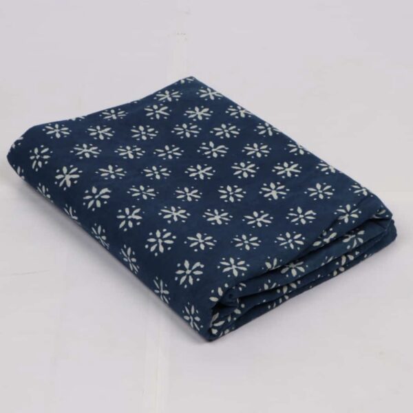 Pre-order hand block printed cotton indigo blue white floral pattern 142