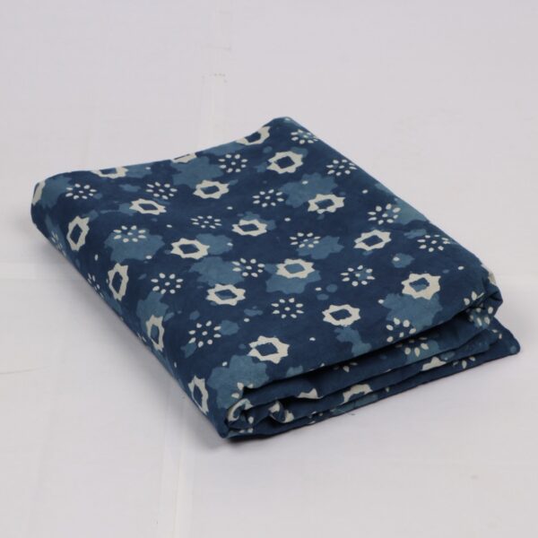 Pre-order hand block printed cotton indigo blue floral pattern 143
