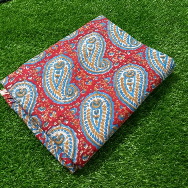 Pre-order hand block printed cotton red base and paisley 233