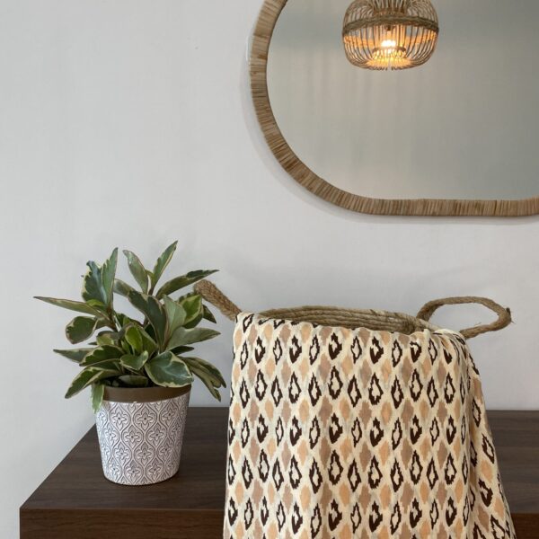 Pre-order hand block printed cotton brown & yellow triangle 085