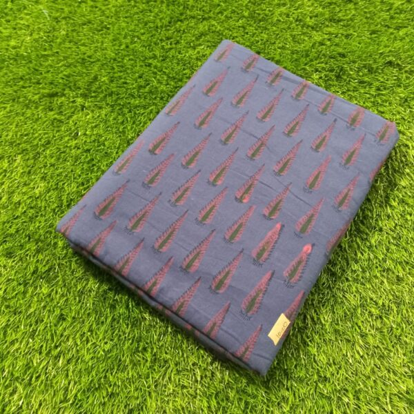 Pre-order hand block printed cotton blue based and orange motif 223