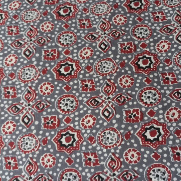Pre-order hand block printed cotton grey base and red floral 200