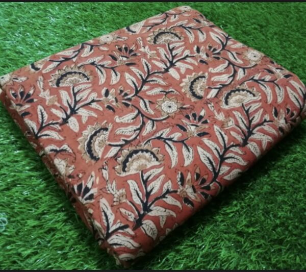 Pre-order hand block printed cotton kalamkari brown floral 172