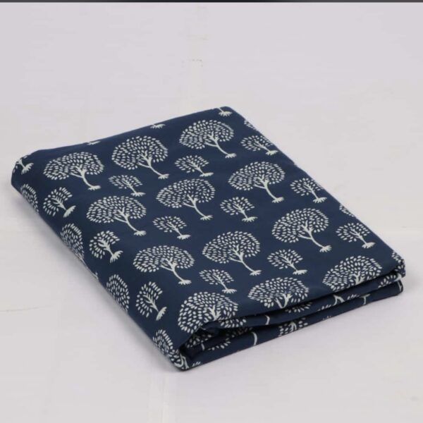 Pre-order hand block printed cotton indigo blue tree pattern 141