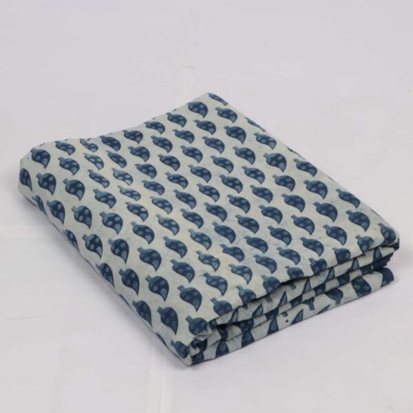 Pre-order hand block printed cotton indigo blue white motif 140