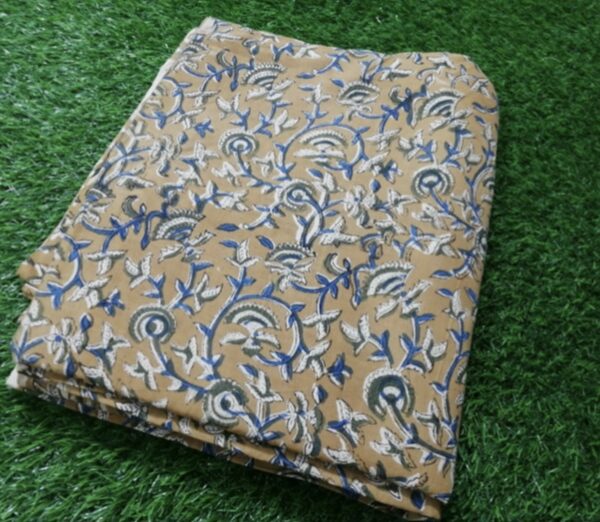 Pre-order hand block printed cotton kalamkari yellow mustard 173