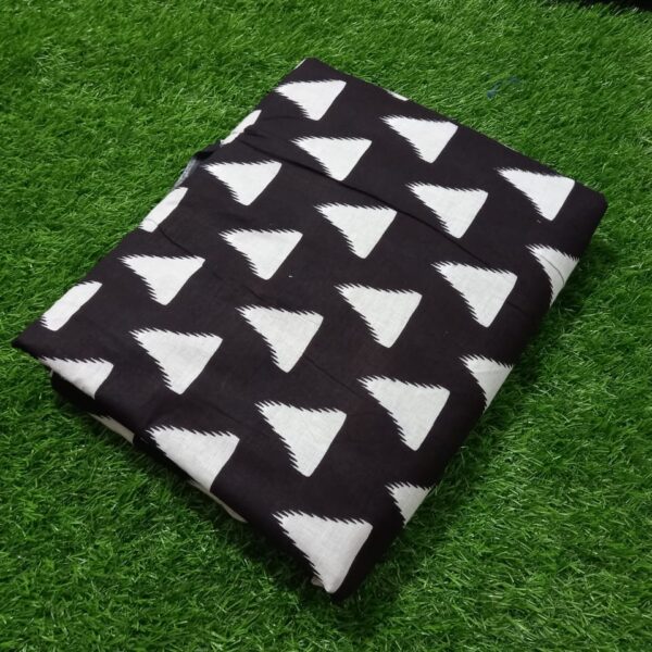 Pre-order hand block printed cotton black base and triangle pattern 232