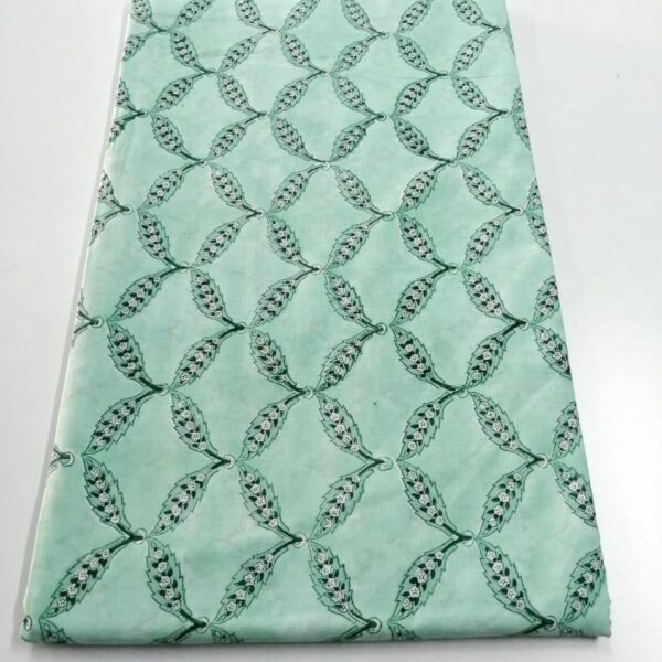 Pre-order hand block printed cotton green motif 112