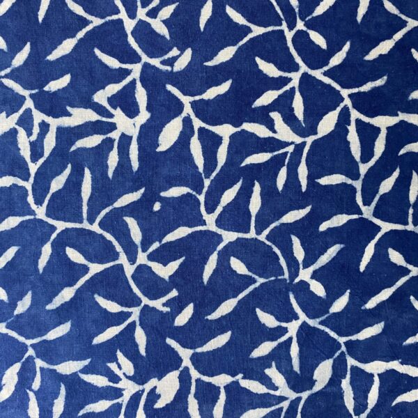 Pre-order hand block printed cotton indigo blue and white floral 253