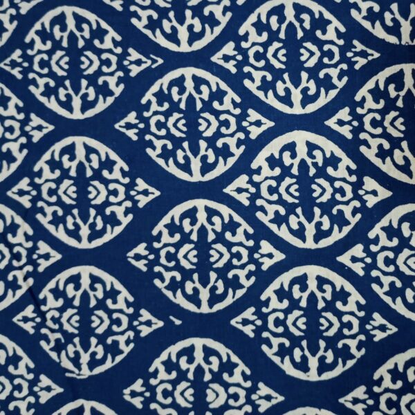 Pre-order Hand block printed cotton blue indigo and white motif 281