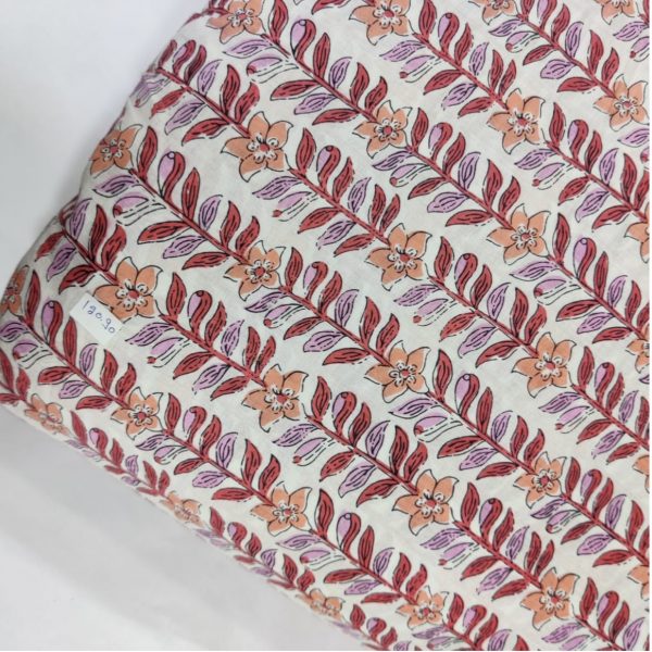 Pre-order Hand block printed cotton white base and purple brown floral 3027