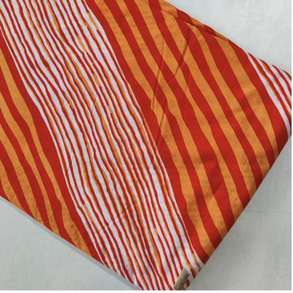 Pre-order Hand block printed cotton orange and red stripes 3052