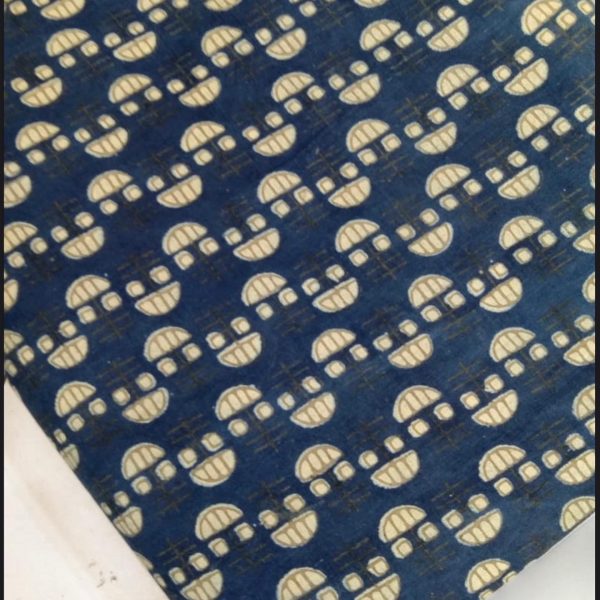 Pre-order Hand block printed cotton indigo blue with white pattern 3059