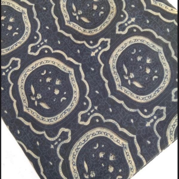 Pre-order Hand block printed cotton indigo blue with white pattern 3064