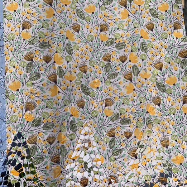 Pre-order lace embroidered printed cotton white and yellow floral 904