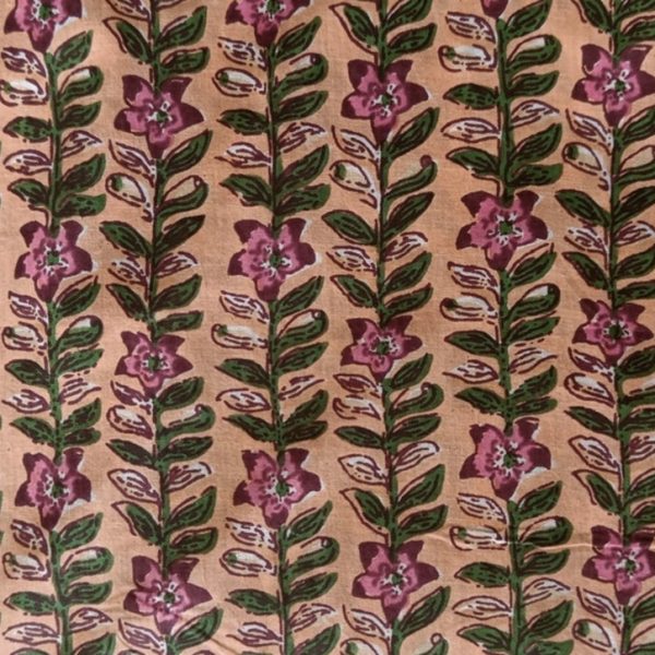 Pre-order hand block printed cotton peach and pink floral 3070