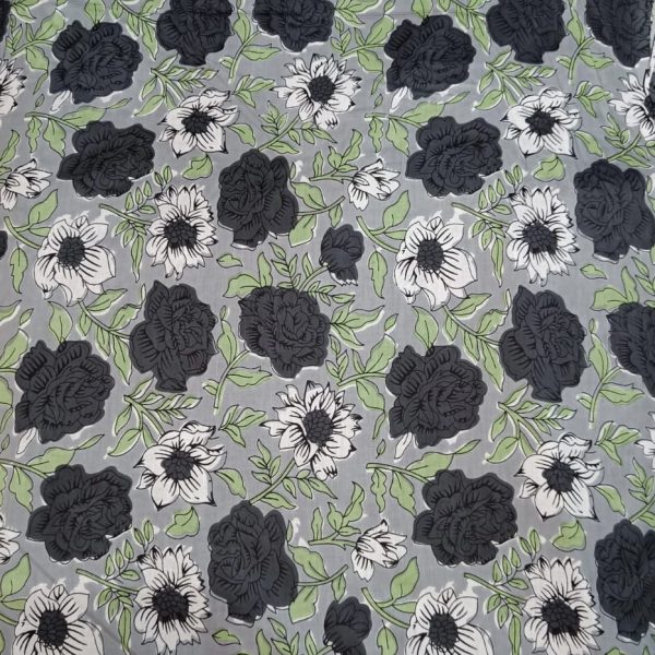 Pre-order screen printed cotton light grey and dark grey 3077