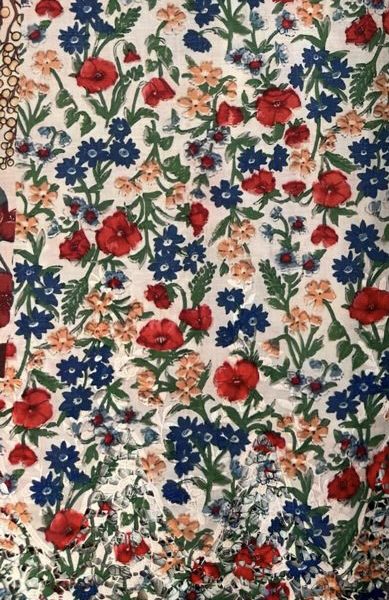 Pre-order lace embroidered printed cotton white and small floral 929