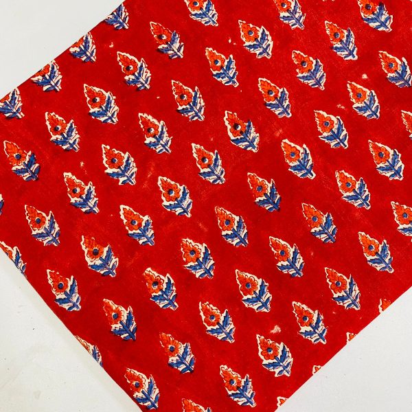 Pre-order hand block printed cotton red floral 3098