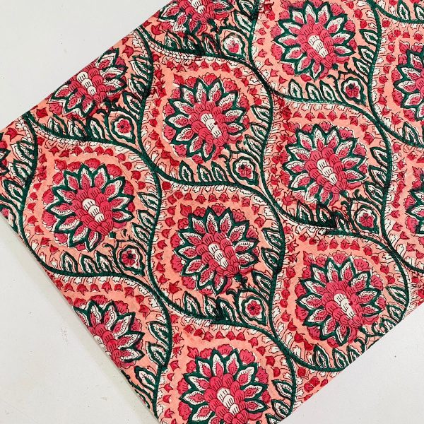 Pre-order hand block printed cotton peach pink pattern 3103