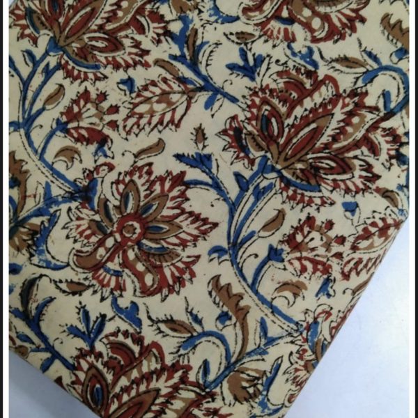 Pre-order hand block printed cotton kalamkari brown floral 3111