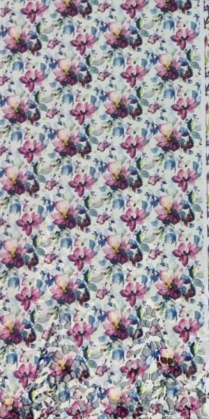 Pre-order lace embroidered printed cotton purple floral 942