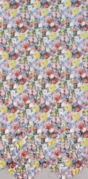 Pre-order lace embroidered printed cotton yellow and pink floral 941