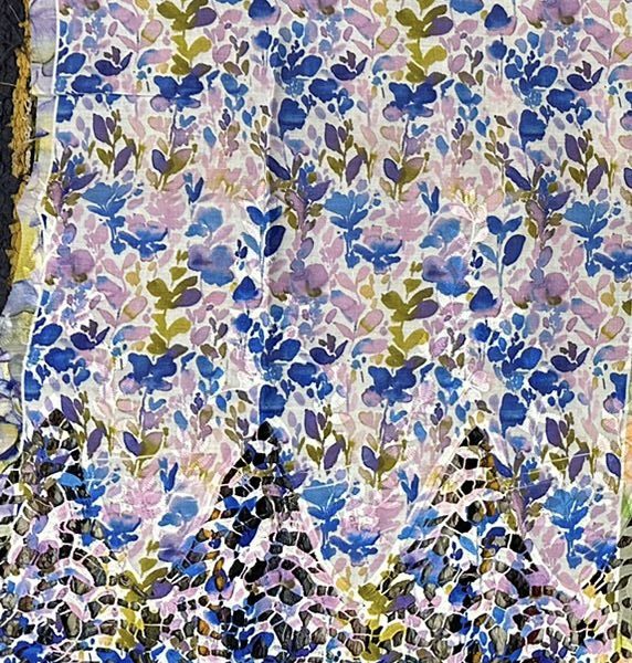 Pre-order lace embroidered printed cotton blue floral 947