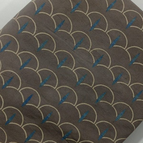 Pre-order hand block printed cotton grey wave pattern 3131