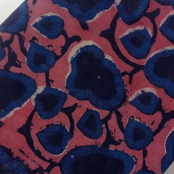 Pre-order hand block printed cotton red and blue floral 3132