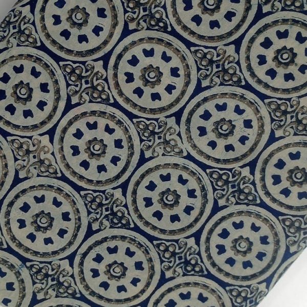 Pre-order hand block printed cotton grey and blue pattern 3133