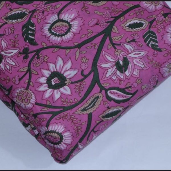 Pre-order hand block printed cotton pink floral 3125
