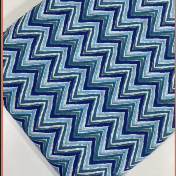 Pre-order hand block printed cotton blue chevron 3116
