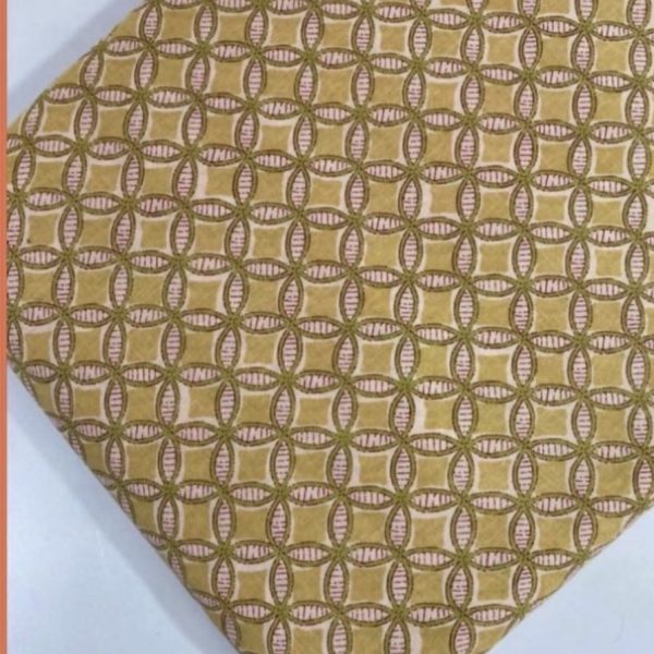 Pre-order hand block printed cotton light yellow pattern 3118